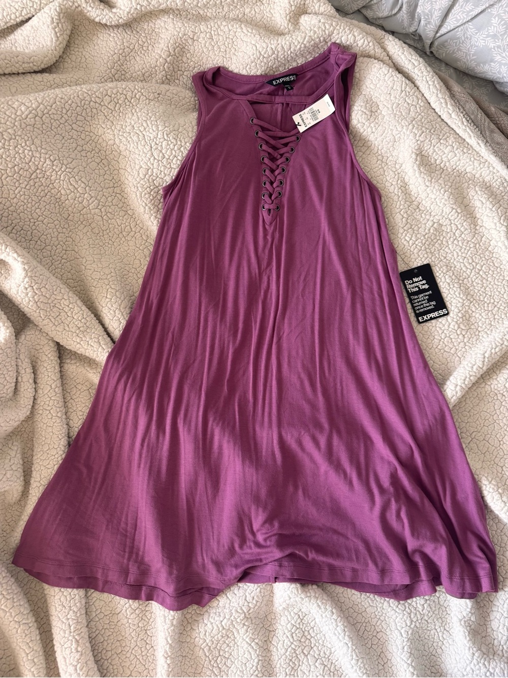 Express Lace-Up Swing Dress in Magenta